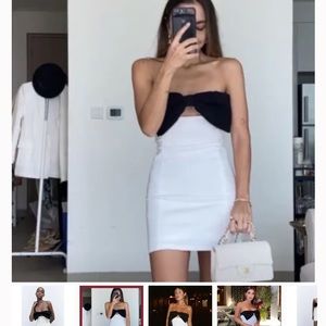 NEW Zara Black and White Mini Dress with Bow